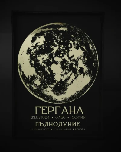 Moon_poster_full_moon Постер на лунна фаза по дата на раждане, черна хартия със златно фолио, рамкиран — The Cosmic Foil Atelier