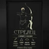 Zodiac_poster_sagitarius Постер на зодия Стрелец, черна хартия със златно фолио, рамкиран — The Cosmic Foil Atelier